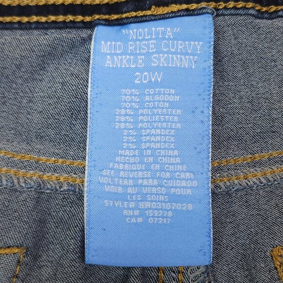 Copperflash Nolita Mid Rise Curvy Ankle Skinny Jeans Plus Size 20W 3 Buttons - Picture 5 of 8